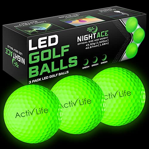 Activ Life LED Golf Balls (3 Green) Best Glow in The Dark Golfer Gifts for Men and Women Night Golfing Unique Novelty Cool Birthday Dad Presents Light Up Fun Stuff Trick Gadgets | Amazon (US)
