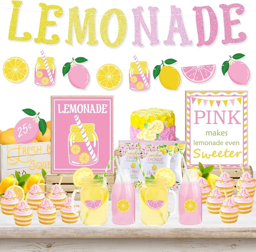 K KUMEED Lemon Party Decorations, Lemonade Stand Decorations with Lemonade Banner Lemonade Sign C... | Amazon (US)
