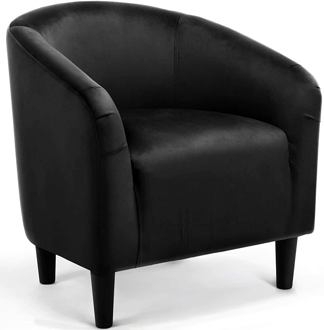 Yaheetech Barrel Chair, Modern Accent Chair Comfy Velvet Armchair Upholstered Club Sofa Chair for Li | Amazon (US)