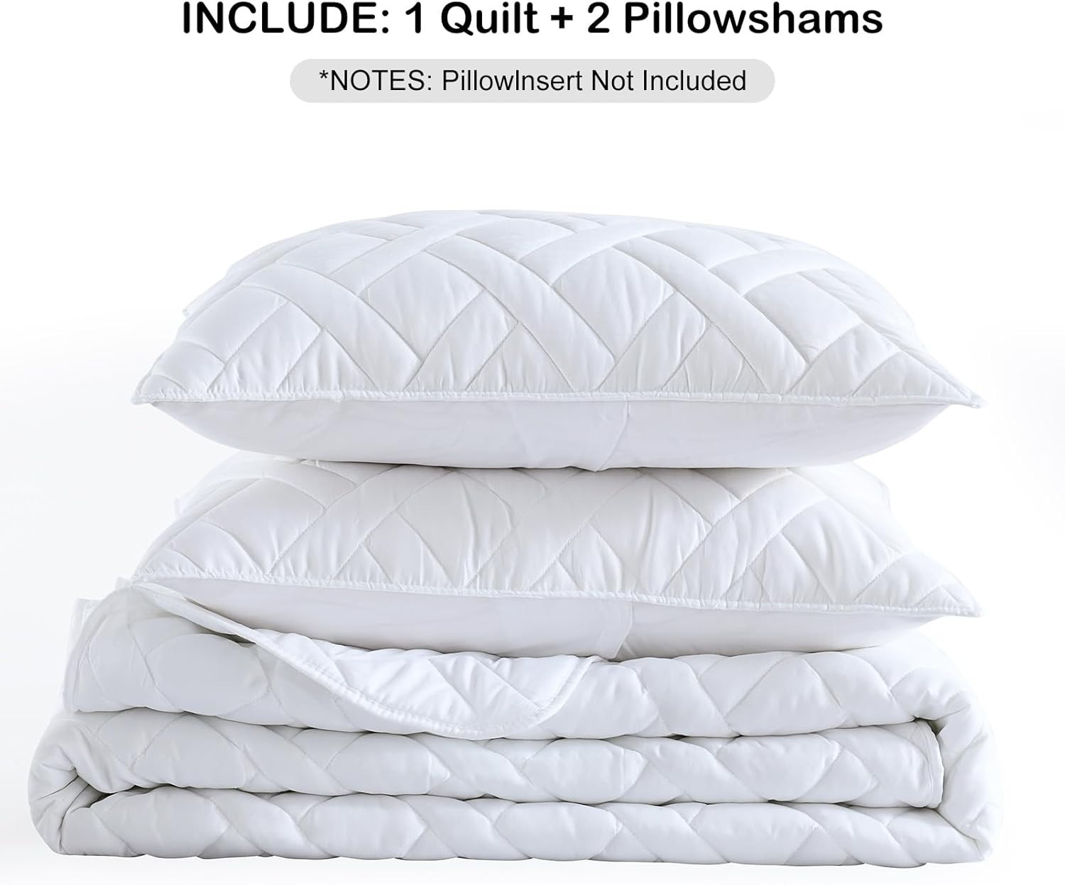 HORIMOTE HOME Quilt Set Queen Size White, Classic Geometric Diamond Stitched Pattern, Ultra Soft ... | Amazon (US)