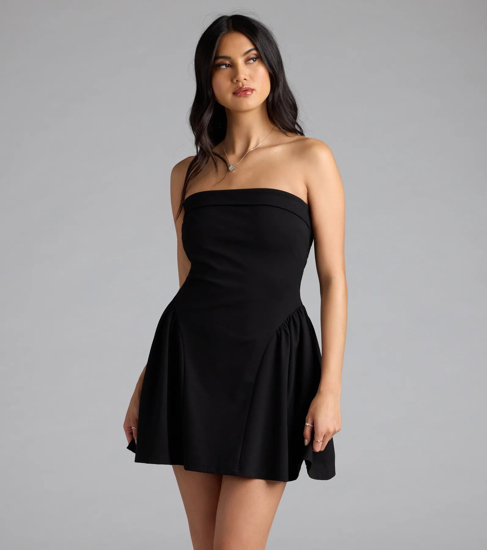 Soiree Ready Strapless Crepe Skater Mini Dress | Windsor Stores