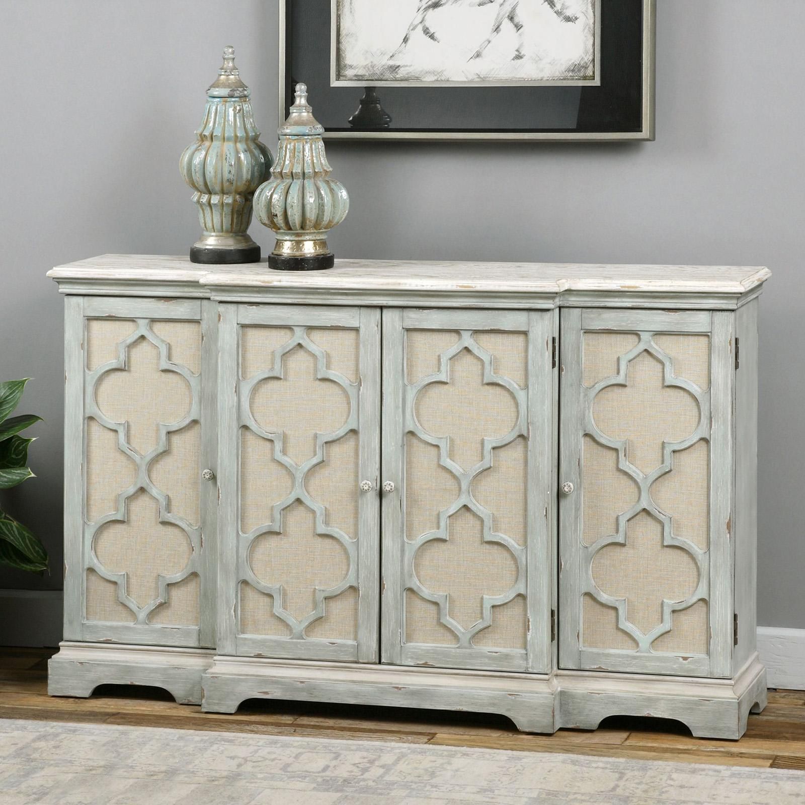 Uttermost Sophie 4 Door Grey Cabinet | Hayneedle