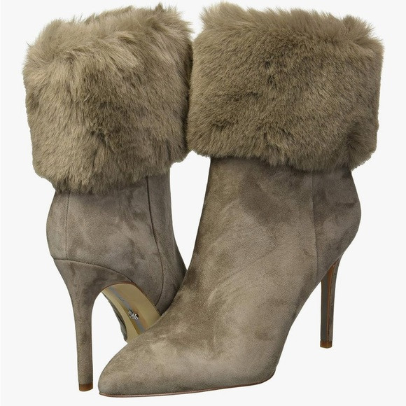Sam Edelman Suede Grey Oleana Faux Fur Trim Bootie | Poshmark