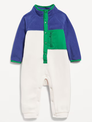 Microfleece Button-Front Color-Block One-Piece for Baby | Old Navy (US)