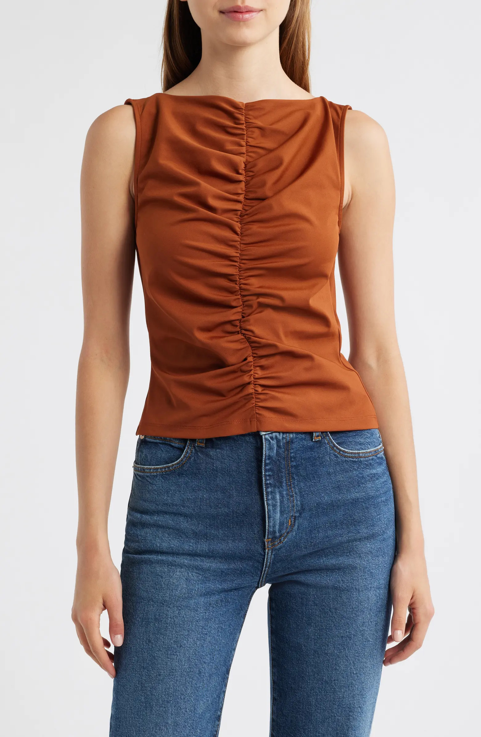 FRAME Ruched Sleeveless Top | Nordstrom | Nordstrom