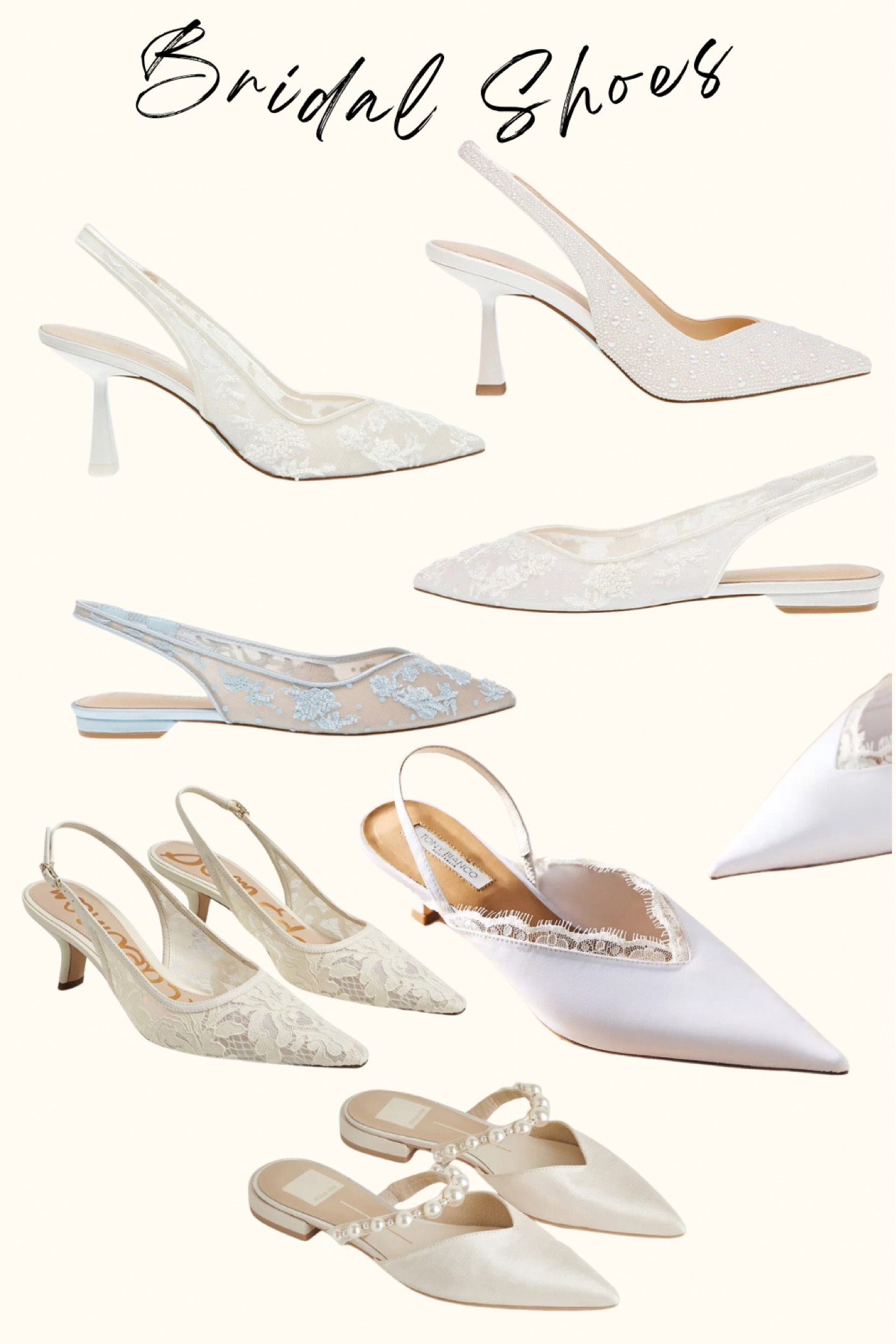 Bridal shoes!! So many good ones, and different styles for all the different brides. Heels, no heels, kitten heels