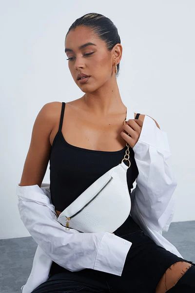White Chain Detail Bum Bag | ISAWITFIRST UK