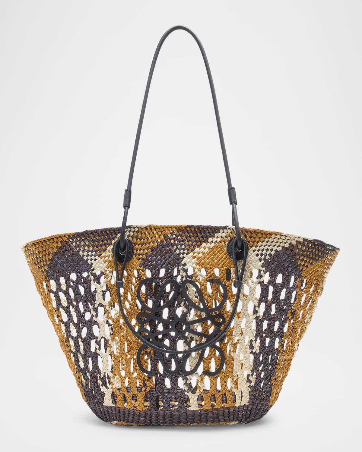 x Paula & apos;s Ibiza Medium Anagram Ajoure Basket Tote Bag in Straw | Neiman Marcus