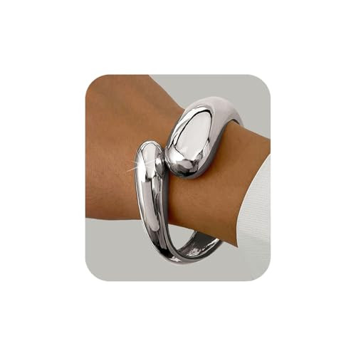 Gold Bangle Bracelets for Women Teens Trendy Chunky Adjustable Twist Cuff Bracelet Jewelry Gifts | Amazon (US)