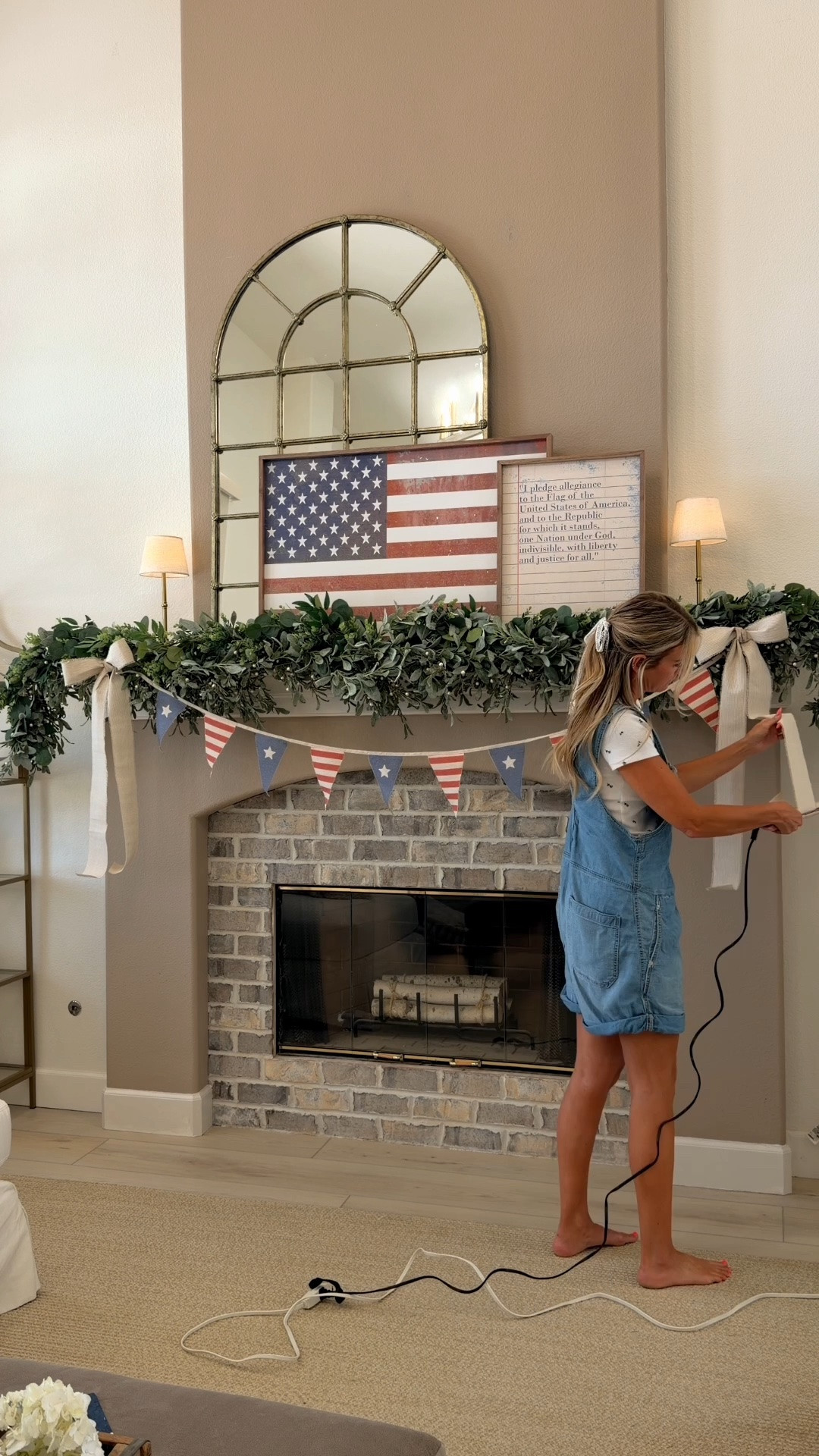 Americana maxxing 
Vintage Americana 
Classic 4th of July Decor 
Neutral 4th of July decor 
Mantle decor 
American flag art

#LTKdayinmylife #LTKSeasonal #LTKHome