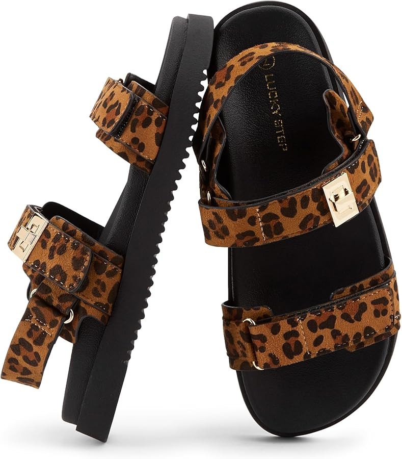 LUCKY STEP Women's Flat Sandals Casual Open Toe Beach Sandals Adjustable Double Strap Summer Sand... | Amazon (US)