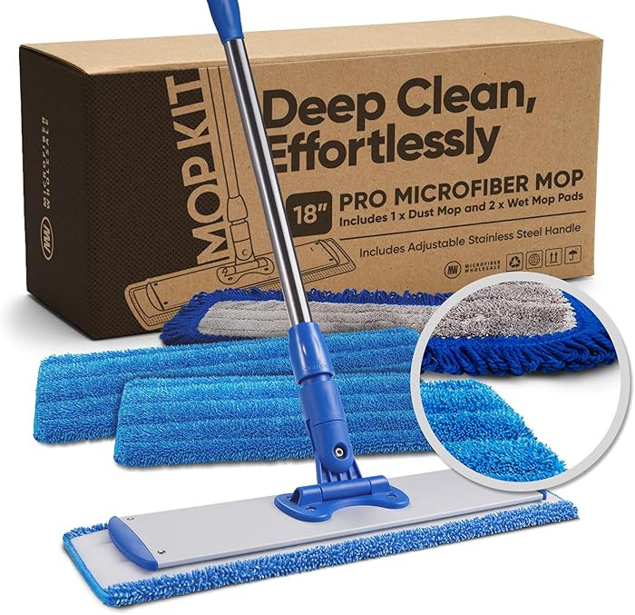 18” Pro Microfiber Hardwood Floor Mop - Cleans Floor in Seconds | Dust & Wet Mopping | Hardwood... | Amazon (US)