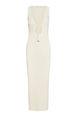 Monte Carlo Tie Dress - Ivory Knit Rib | Monday Swimwear