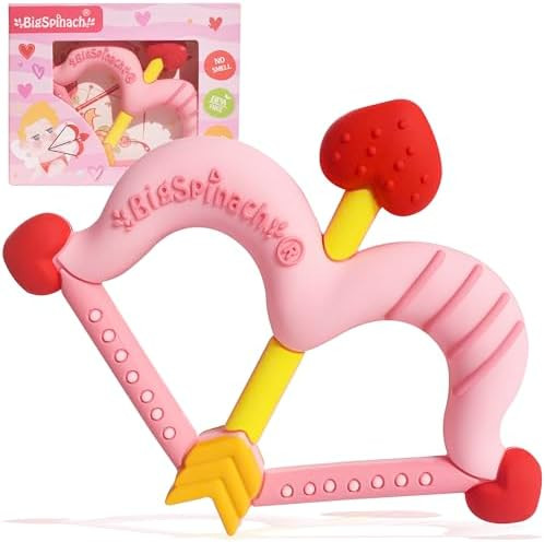 BIGSPINACH Teethers Heart Shape Silicone Baby Teether Toy Easy for Little Hands to Hold,Cupid Bow... | Amazon (US)