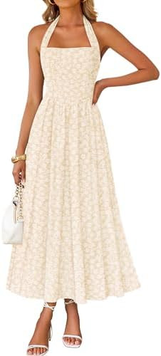 ZESICA Women's Summer Sleeveless Floral Maxi Dresses 2026 Halter Neck Wedding Guest Cocktail Part... | Amazon (US)