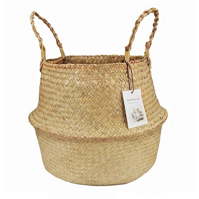 Natural Seagrass Belly Basket with Handles Seagrass Planter for Fig Indoor Plants | Amazon (US)
