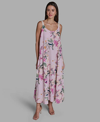 Women's Commuter Printed Scoop Neck Maxi Dress | Macy's