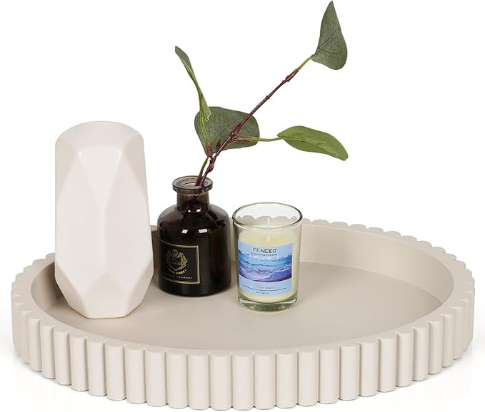 Oval Tray for Coffee Table Decor, 13" Concrete Coffee Table Tray, Table Centerpieces Decorative T... | Amazon (US)