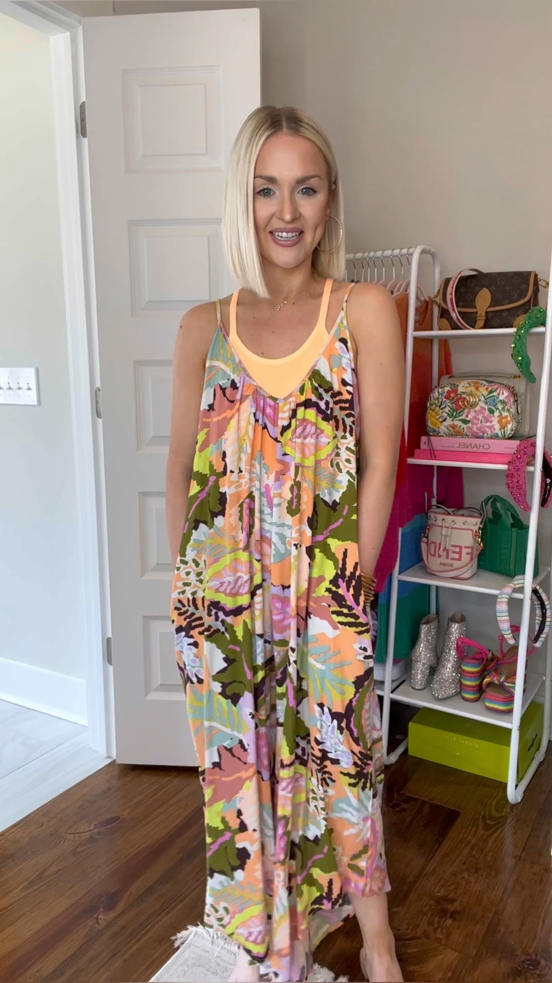 Summer jumpsuit / casual summer outfit / layered outfit / tropical jumpsuit / vacation style 
Size: SM 

#LTKSeasonal #LTKunder50 #LTKtravel