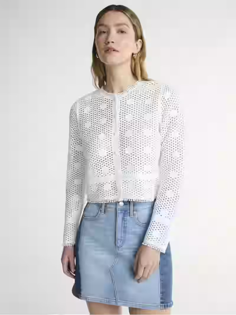 Scoop Women’s and Women’s Plus Crochet Flower Cardigan Sweater, Lightweight, Size XS-4X | Walmart (US)