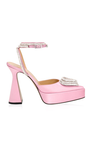 Triple Heart Satin Platform Pumps | Moda Operandi (Global)