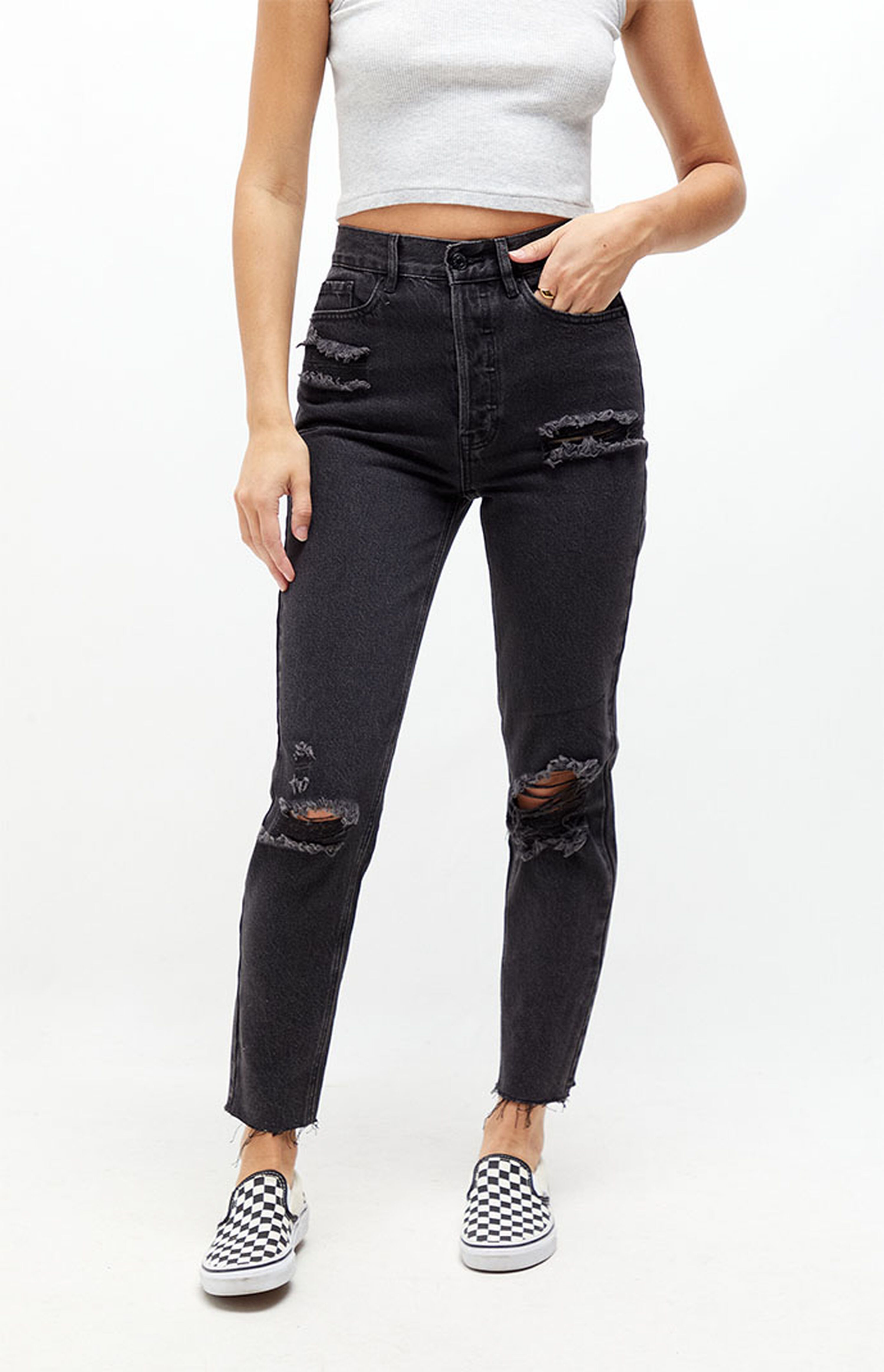 PacSun Eco Black Distressed Ultra High Waisted Slim Fit Jeans | PacSun | PacSun