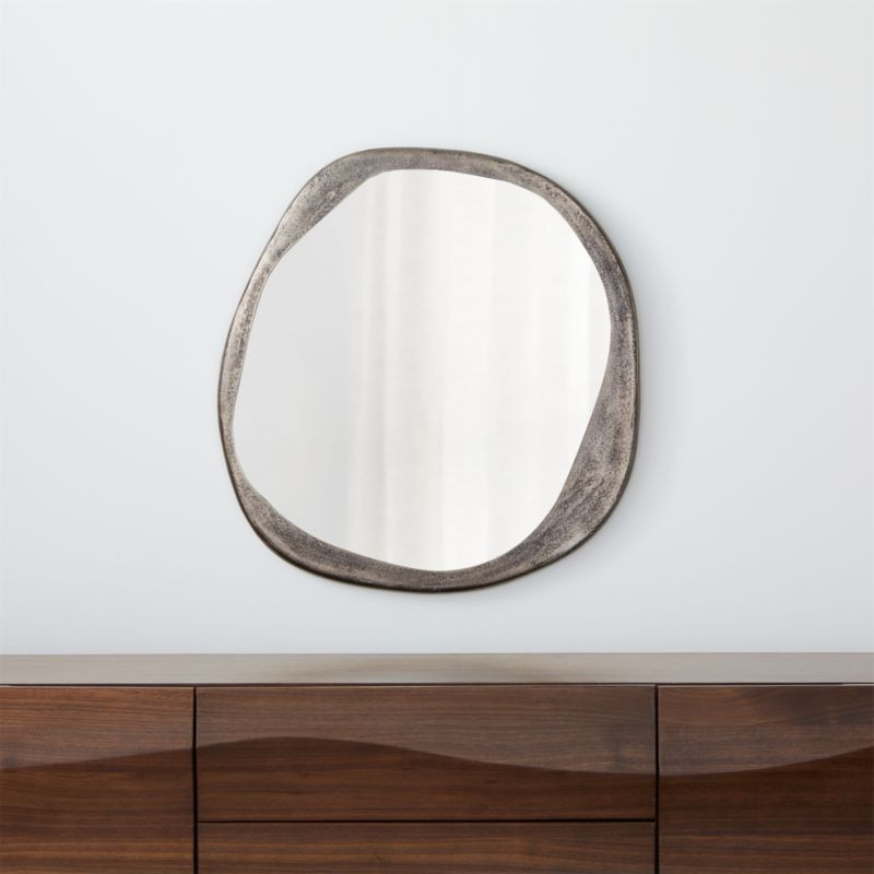 Element Round Gunmetal Wall Mirror + Reviews | Crate and Barrel | Crate & Barrel