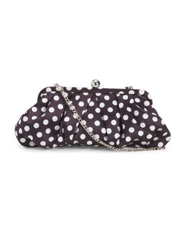 Polka Dot Clutch With Satin Finish for Women | Leather | Marshalls