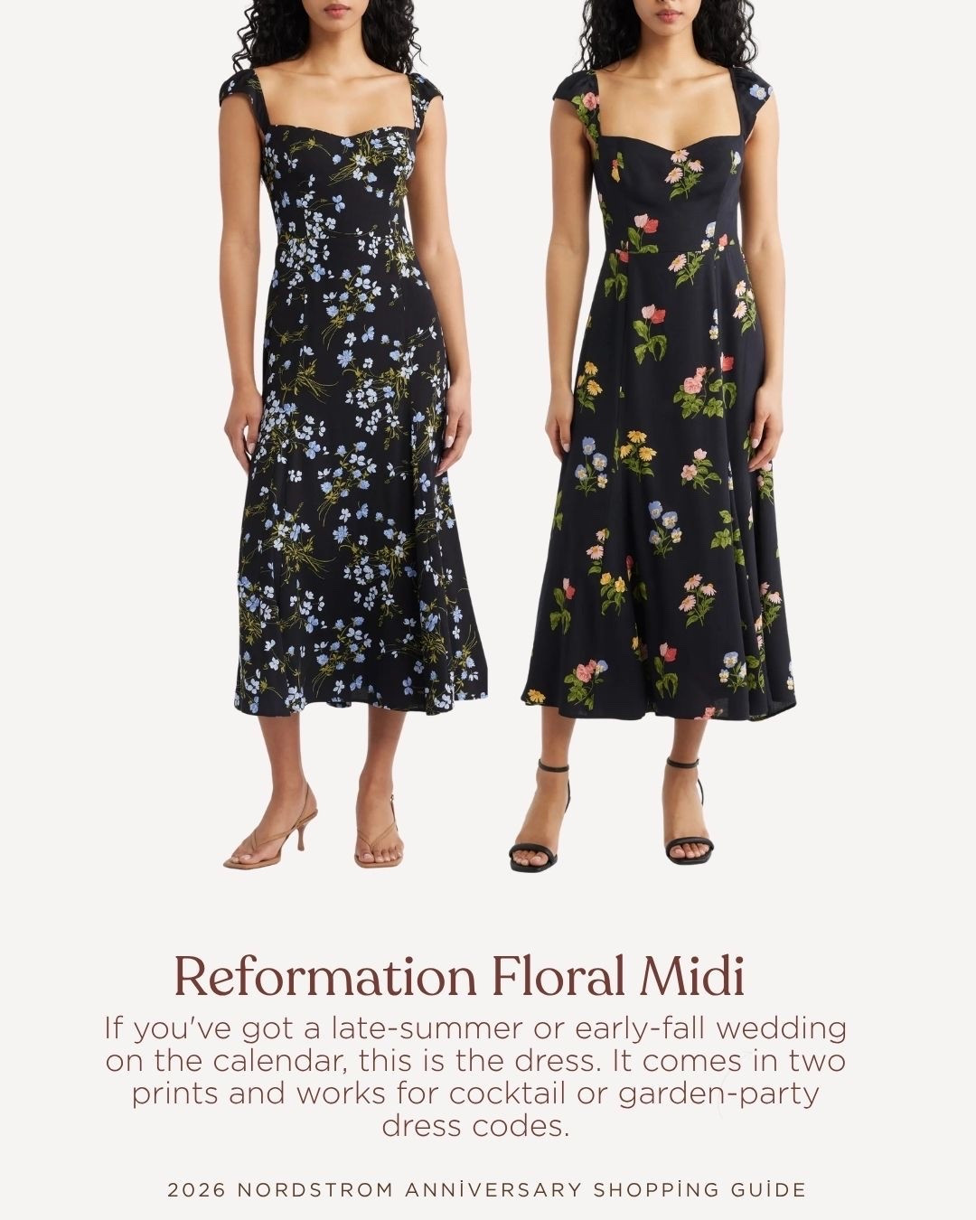 Need a wedding guest dress for a cocktail or garden party dress code? Love this midi from Reformation that is on major sale as part of the Nordstrom Anniversary Sale! Comes in two chic prints.

#LTKSaleAlert #LTKWedding