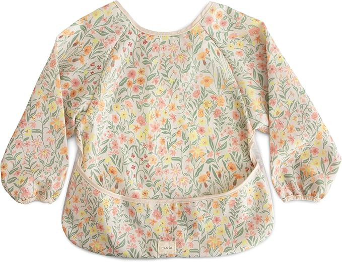 mushie Long Sleeve Baby Bib | Mess Free & Waterproof Fabric for Toddlers | Adjustable Fit for Age... | Amazon (US)