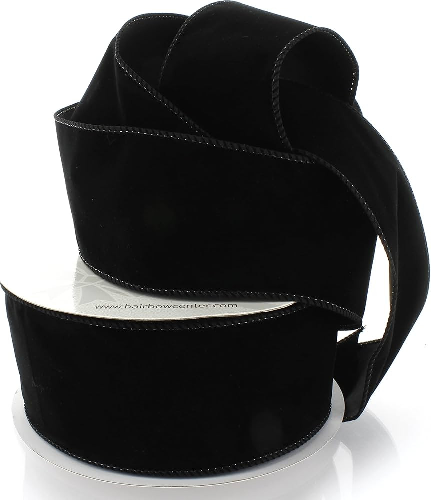 Ribbon Traditions 2.5" Wired Suede Velvet Ribbon Black - 25 Yards | Amazon (US)