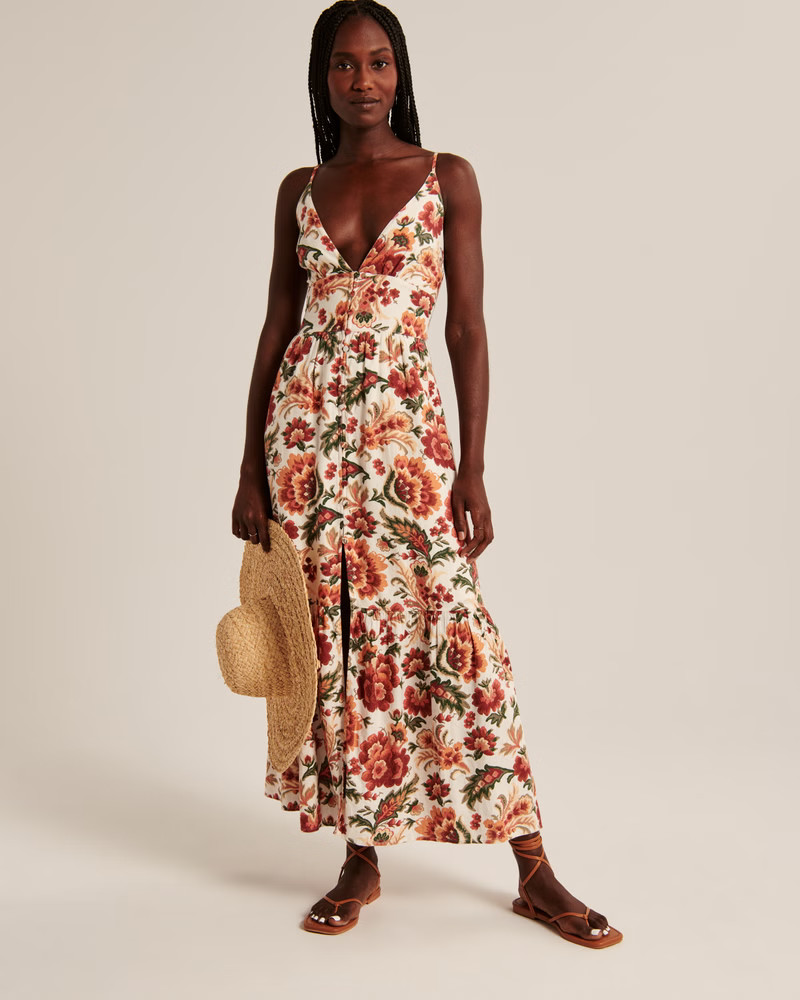 Women's Button-Through Maxi Dress | Women's Dresses & Jumpsuits | Abercrombie.com | Abercrombie & Fitch (US)