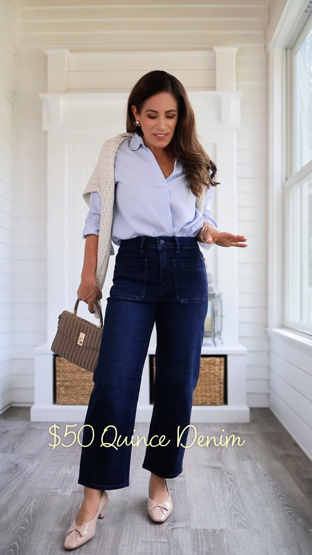 New $50 denim from @Quince - and I’m loving the petite-friendly fit of the Bella stretch patch pocket wide leg jean. 26” inseam with an 11” high rise in the size 25 short. Many wash options. I’m in “deep sea blue” - super soft to the touch.

Quince denim | petite wide leg jeans | petite jeans

#LTKootd #LTKPetite #LTKOver40