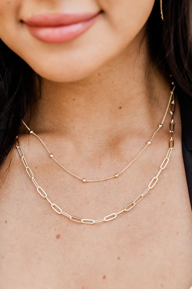 Love You Still Gold Link Layering Necklace | Pink Lily