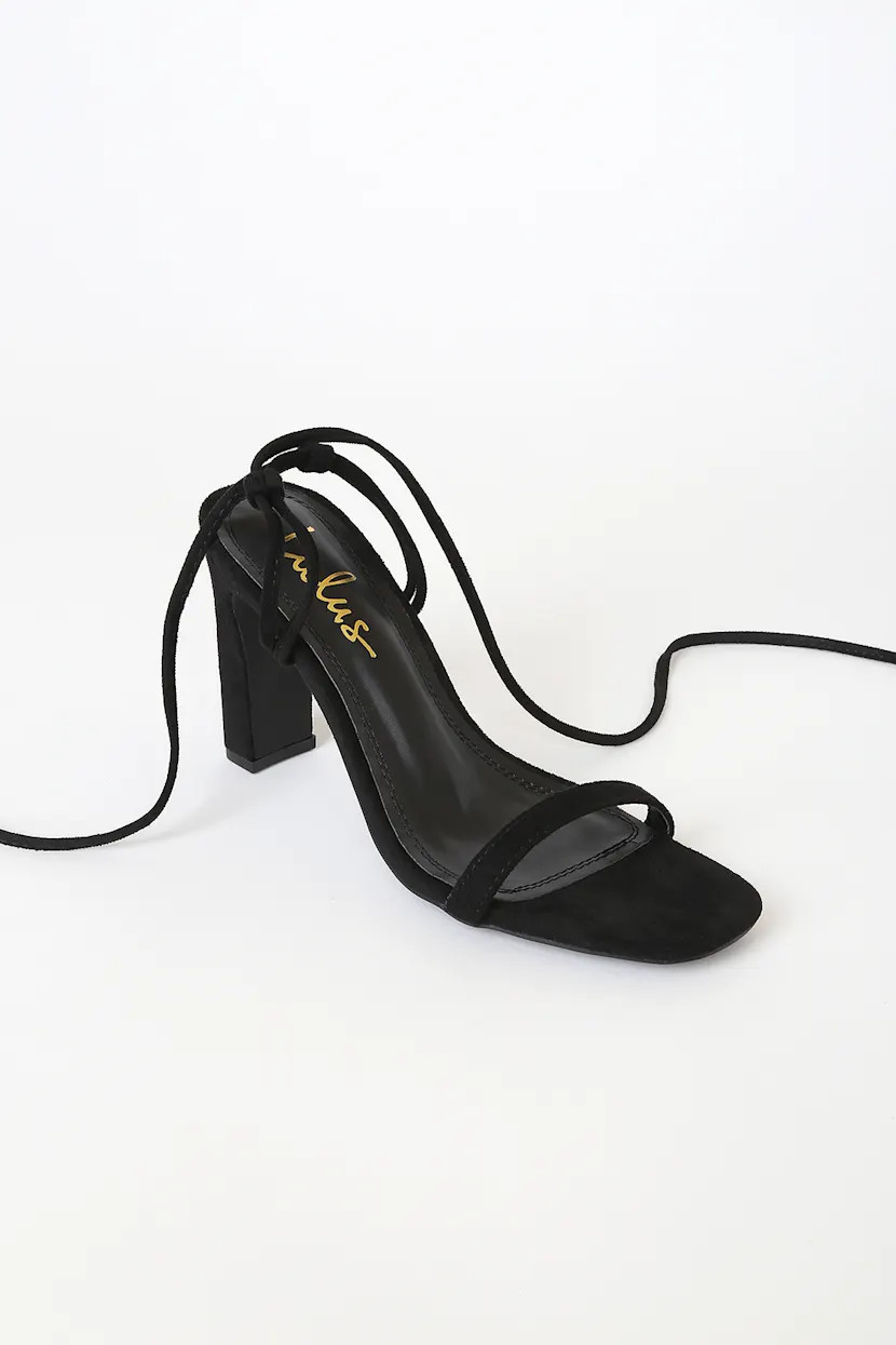 Xylia Black Lace-Up Heels | Lulus (US)