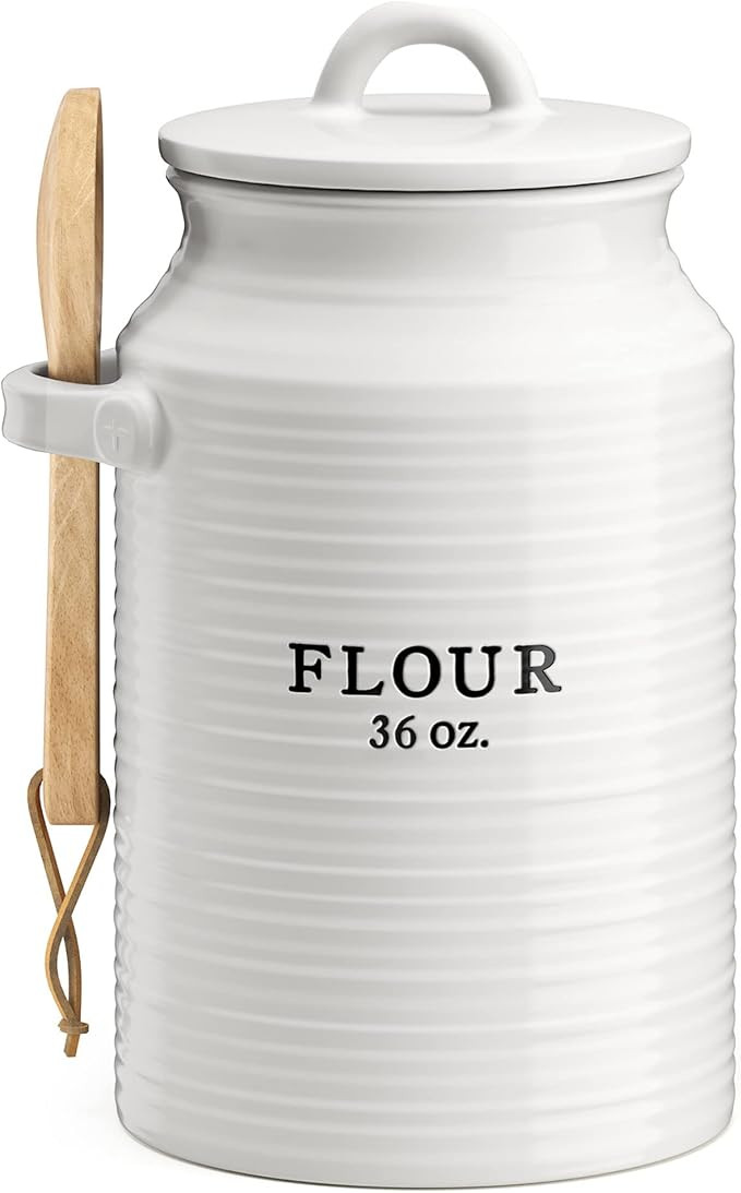 Barnyard Designs Flour Canister for Kitchen Counter, Decorative Ceramic Flour Container, Rustic F... | Amazon (US)