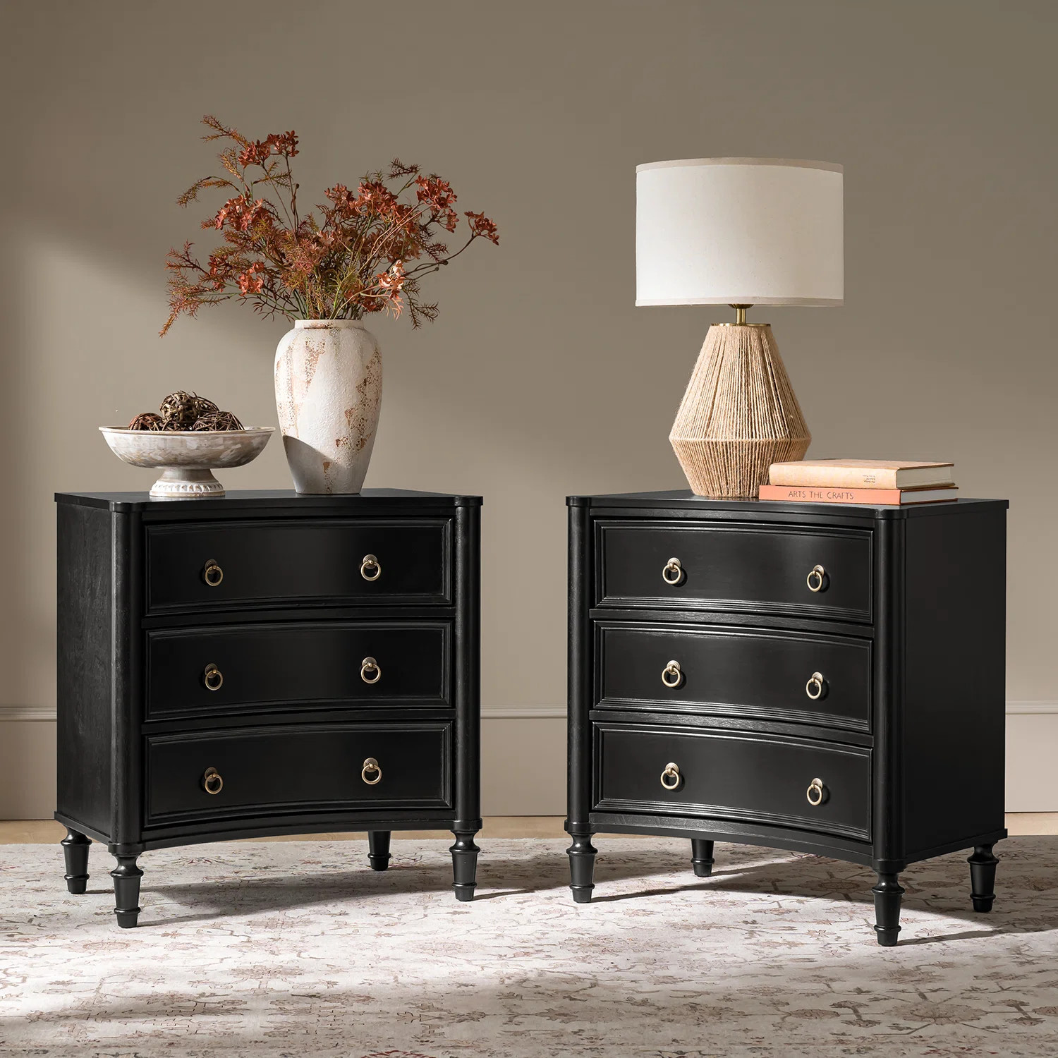 Gillianne 26"W 3-Drawer Curved Silhouette End Table with Built-in Charging Station and Simple Ass... | Wayfair North America