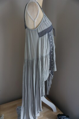 Altar'd State High Low Boho Crepe Vest Tie Front Crochet Trim Gray Size S | eBay US