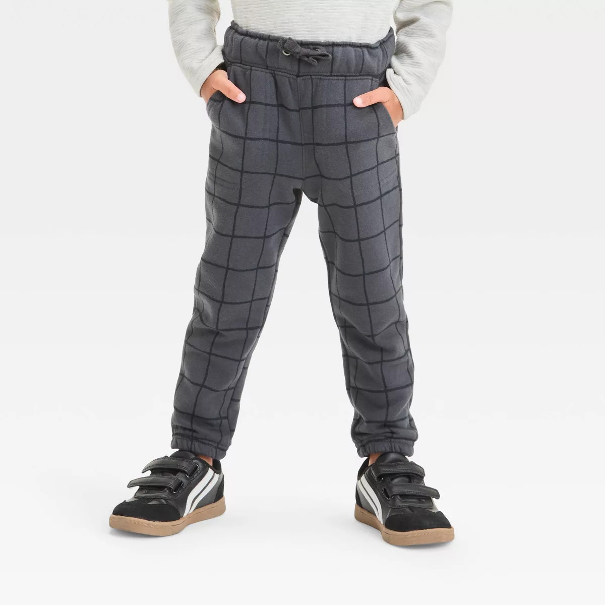 Toddler Boys' Printed Fleece Pull-On Jogger Pants - Cat & Jack™ Charcoal Gray | Target