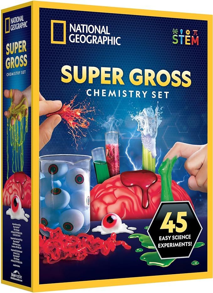 NATIONAL GEOGRAPHIC Gross Science Kit - 45 Experiments- Dissect a Brain, Make Glowing Slime Worms... | Amazon (US)