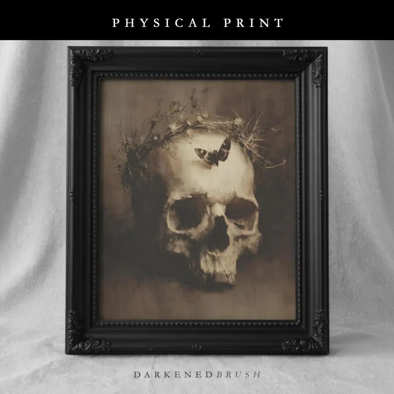 Skull Butterfly Wall Art, Gothic Memento Mori Print, Dark Academia Physical Art Print 945 | Etsy (Global)