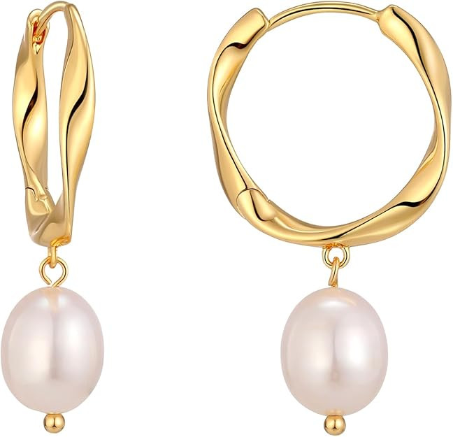 XYJZXY Pearl Earrings for Women Pearl Drop Earrings Dangle Small Huggie Hoop Earrings Bridesmaid ... | Amazon (US)