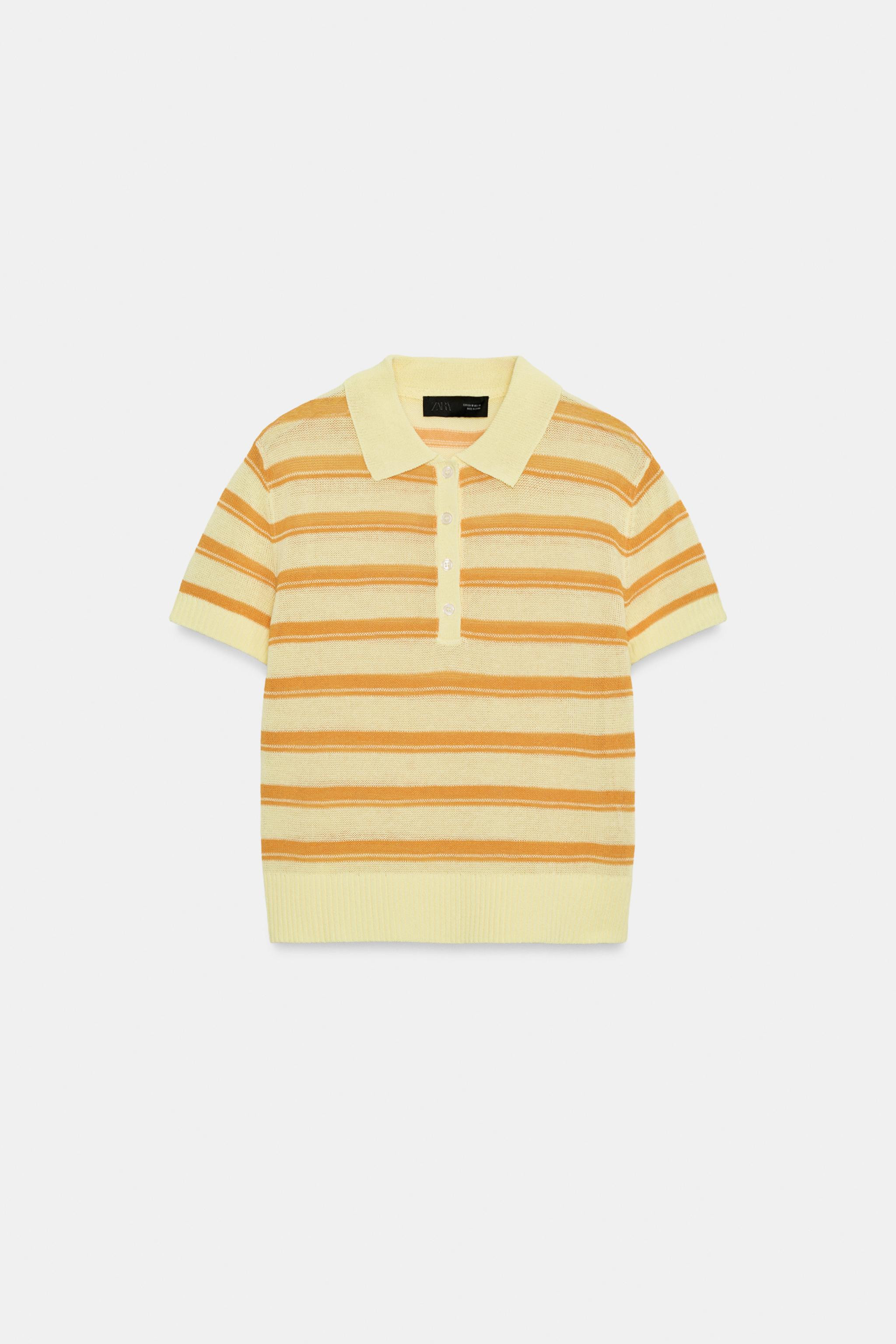 STRIPED SHORT SLEEVE KNIT POLO | Zara US