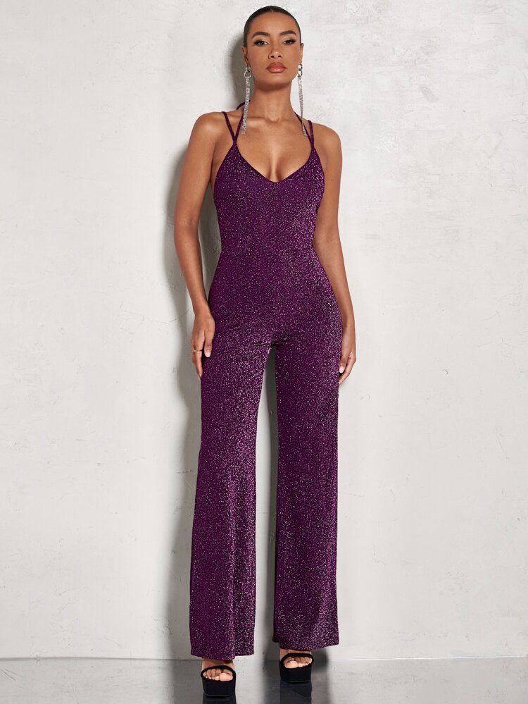 SHEIN BAE Halter Neck Glitter Cami Jumpsuit
       
              
              $10.00  
       ... | SHEIN