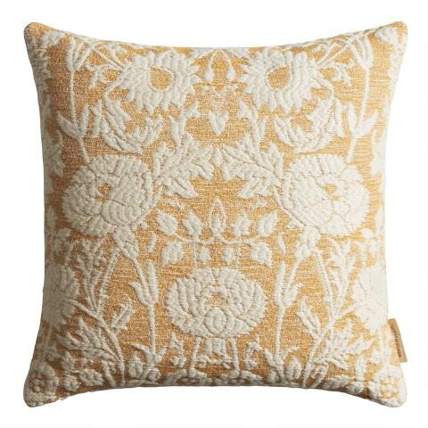 Ivory Floral Applique Throw Pillow | World Market