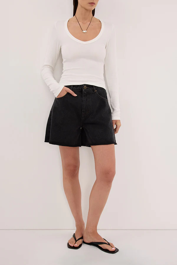MARLEY BLACK RINSE DENIM SHORT | DISSH