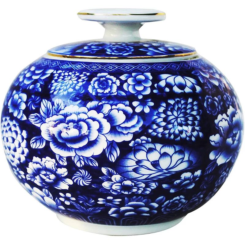 Rouncey Blue And White 4.5'' Indoor / Outdoor Porcelain Jar | Wayfair North America