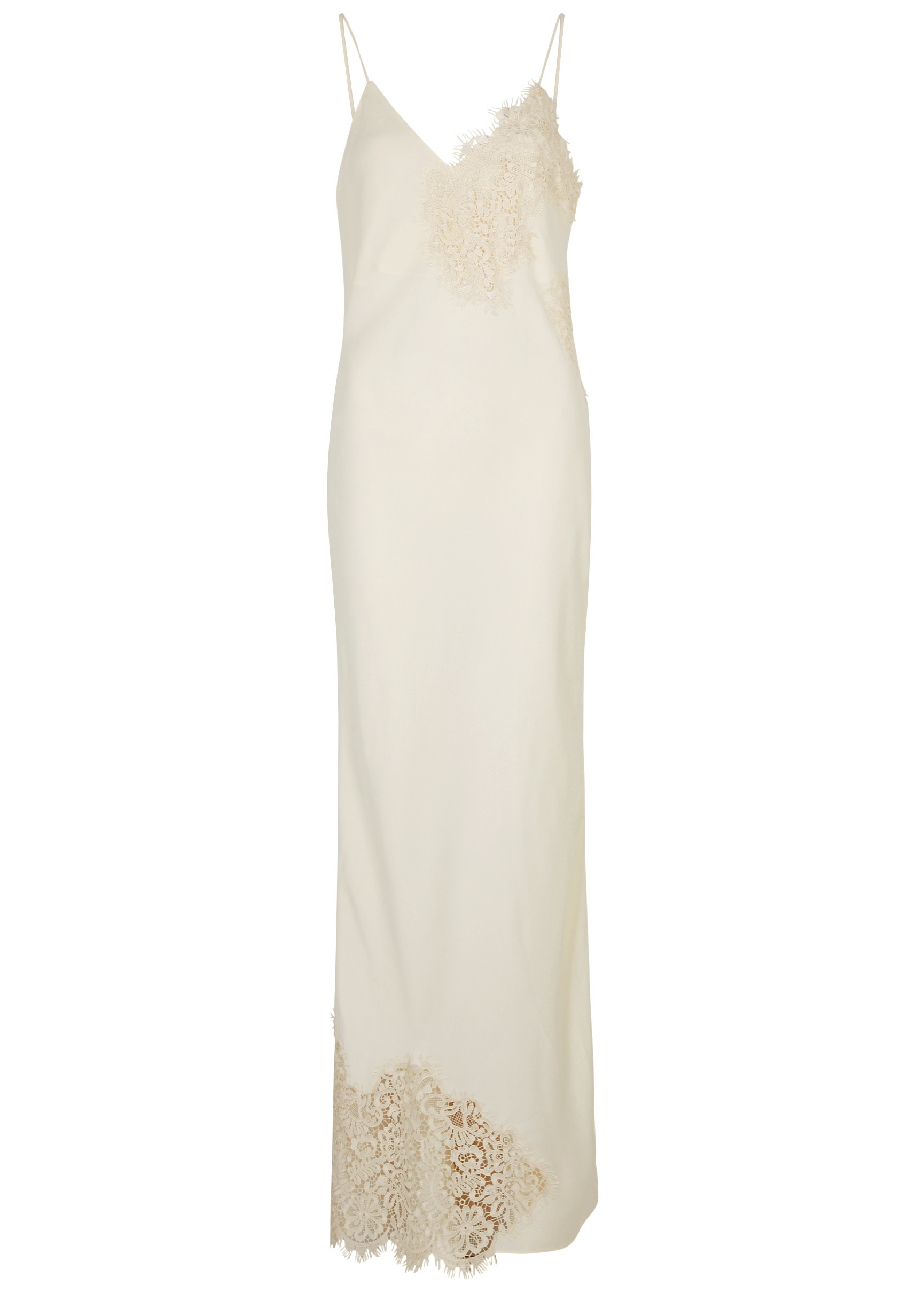 Lace-panelled matte satin maxi dress | Harvey Nichols