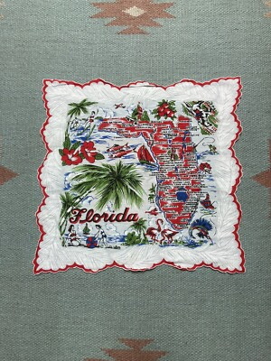 Vintage 1950s Florida souvenir hanky handkerchief bandana beach scarf pre Disney | eBay US