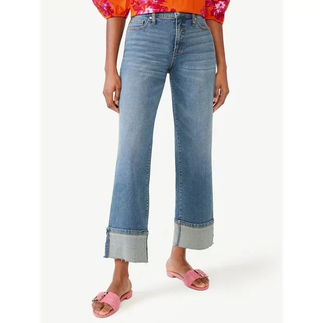 Scoop Women's Benton High Rise Cuffed Ankle Jeans, Sizes 0-18 | Walmart (US)